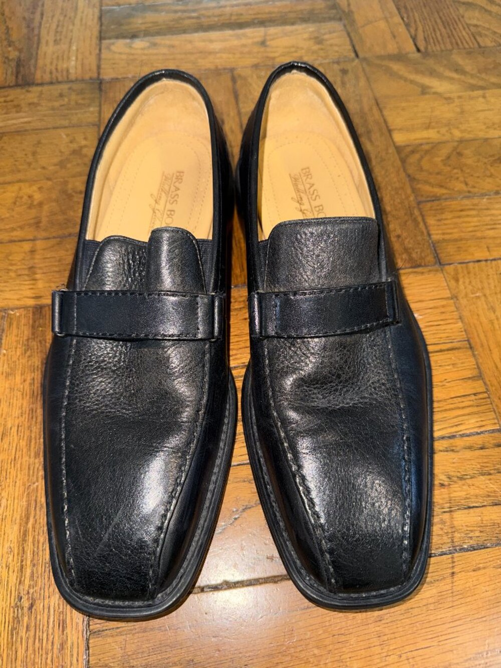 Vintage Brass Boot "Walking Gloves" Black Leather Loafers